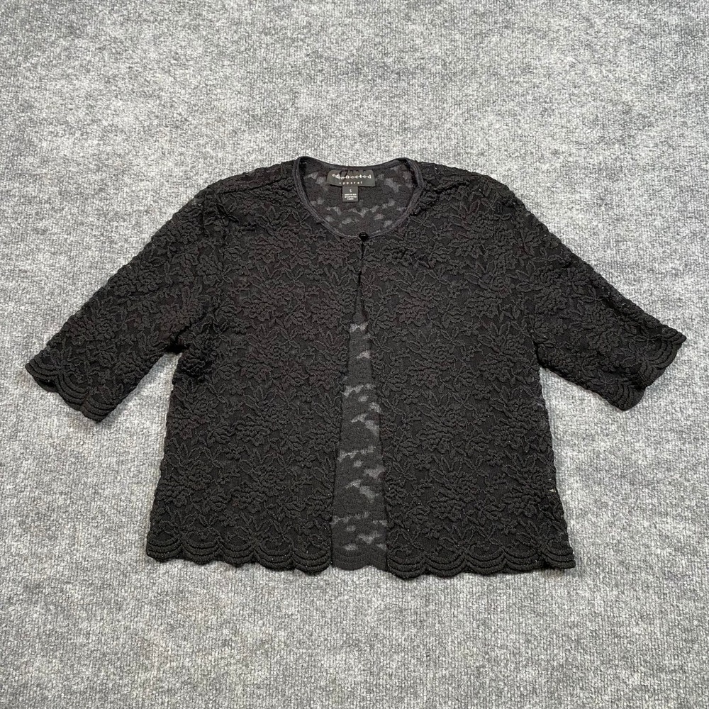 Connected Apparel Black Lace Bolero Shrug Scalloped Crop Cardigan‎ Womens Small